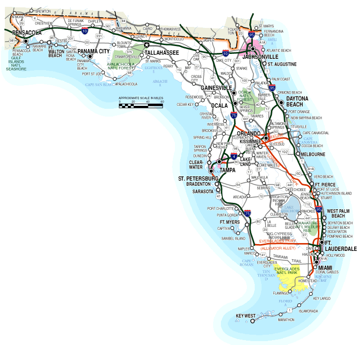 FLORIDA STATE Map - Florida is known as "The Sunshine State" and has ...